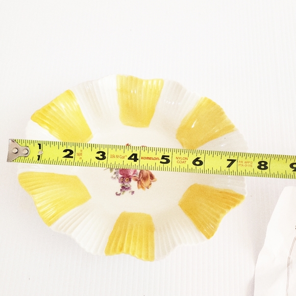 Steinmann Porcelain Summer Yellow Striped Vintage Bowl Dainty Floral Design - Picture 8 of 8